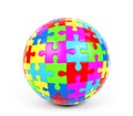 Colorful spherical puzzle on white background