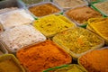 Colorful spices on souk bazaar