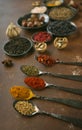 Colorful spices in teaspoons Royalty Free Stock Photo