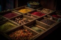 Colorful spices at a traditional oriental market