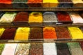 Colorful spices in a traditional Turkish Bazaar. Spices for cooking. Shop with spices. Sale of Oriental spices. East kitchen Royalty Free Stock Photo