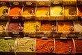 Colorful spices in the Turkish Grand Spice Bazaar in Istanbul, Turkey