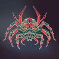 A colorful spider with a big head and a big eyes low poly