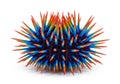 Colorful, spiked sphere resembling a sea urchin. Spines feature a Royalty Free Stock Photo