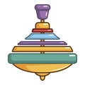 Colorful spinning top icon, cartoon style Royalty Free Stock Photo