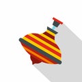 Colorful spinning top icon, flat style Royalty Free Stock Photo