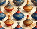 Colorful Spinning Tops Pattern - Whimsical Toy Design Royalty Free Stock Photo