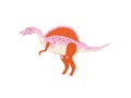 Colorful Spinosaurus Dinosaur, Cute Prehistoric Animal Vector Illustration