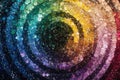 Colorful Spiral Design with Glittering Circular Patterns and Sparkles Royalty Free Stock Photo