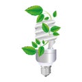 colorful spiral fluorescent bulb with creeper plant