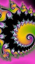 Colorful spiral fractal design with ornaments - Artistic pattern, creative, computer generated art, wallpaper, background