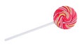 Colorful spiral lollipop candy on stick, isolated on white Royalty Free Stock Photo