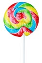 Colorful spiral lollipop isolated on white Royalty Free Stock Photo