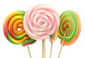 Colorful spiral lollipops on white background Royalty Free Stock Photo