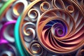 Colorful spiral pattern made of multiple wires, closeup background. AI Generation