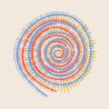 Colorful Spiral pint for textile print. Spiral rainbow Circle. Dyed Traditional Pattern. Hippie Brush Swirl. Circle Tie