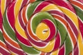 Colorful spiral shaped lollipop close-up and full-frame