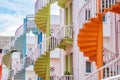 Colorful spiral stairs of Singapore apartment, landmark and popular for tourist attractions in Bugis, Singapore Royalty Free Stock Photo