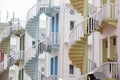 Colorful spiral stairs of Singapore's Bugis Village Royalty Free Stock Photo