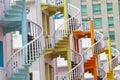 Colorful spiral stairs of Singapore's Bugis Village Royalty Free Stock Photo