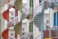 Colorful spiral stairs of Singapore's Bugis Village Royalty Free Stock Photo