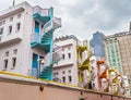 Colorful spiral stairs and colorful urban of Singapore`s Bugis Village. Royalty Free Stock Photo