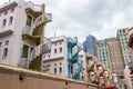 Colorful spiral stairs and colorful urban of Singapore`s Bugis Village. Royalty Free Stock Photo