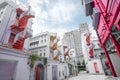 Colorful spiral stairs and colorful urban of Singapore\'s Bugis Village. Is a landmark of tourists