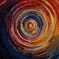 Colorful Circular Print On Black Background: Vibrant Mosaic Artwork