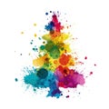 Abstract Rainbow Splatter Christmas Tree Royalty Free Stock Photo