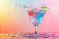 Colorful Splash with Citrus Cocktail Against a Vibrant Background