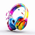 A colored splashes paint headphone. A colorful splashes paint headphone.