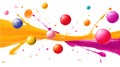 Colorful splashes and vibrant spheres collide in dynamic motion, creatingfor creative Generative AI Royalty Free Stock Photo