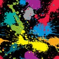 Colorful splattered web design repeat pattern, messy art ink blob, paintbrush drawing. Bright graffiti seamless background, eps8.