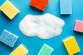 Colorful sponges foam flat lay. High quality and resolution beautiful photo concept