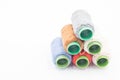 Colorful Spool of sewing thread, spool of industrial threads, Colored spools of thread on a white background Royalty Free Stock Photo