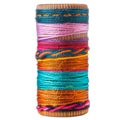 A colorful spool of thread with a brown cord Royalty Free Stock Photo
