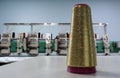 Colorful spools embroidery thread production Royalty Free Stock Photo
