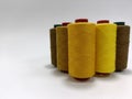 Colorful Spools of Sewing Thread on White Background Royalty Free Stock Photo