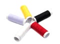 Colorful spools of thread isolated on white background. Royalty Free Stock Photo