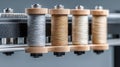 Colorful Spools of Thread on a Sewing Machine in a Tailoring Studio Royalty Free Stock Photo