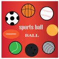 Of colorful sports ball icons, vector design background