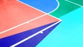 Colorful sports court background. Colorful field rubber ground with white lines outdoors.