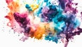 Colorful spots of paint. Watercolor spots on a wet white background. Design of multi-colored blots. Abstract colored ink stains. Royalty Free Stock Photo