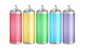 Colorful Spray Can Set Vector. 3D Aluminium Bottles. Paint Aerosol For Street Graffiti. Branding Design. 3D Packaging Royalty Free Stock Photo