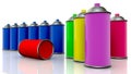 Colorful spray cans on white Royalty Free Stock Photo