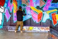 Colorful Spray Painted Wall Art Graffiti Along Queens Walk Royalty Free Stock Photo