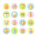 Colorful spring Easter flat icons set