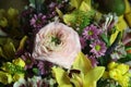 a colorful spring flower bouqued with Alstroemeria - peruvian lily flower and orchids