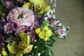 a colorful spring flower bouqued with Alstroemeria - peruvian lily flower and orchids